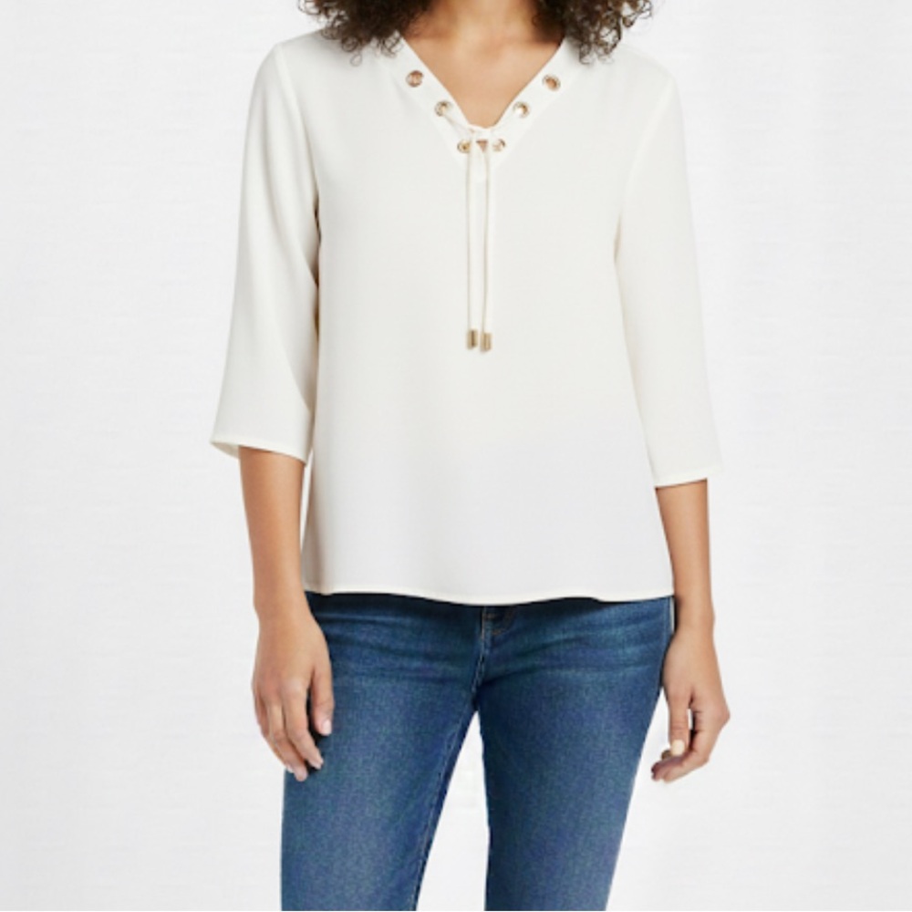 Chico's Tie Front Blouse Relaxed Fit